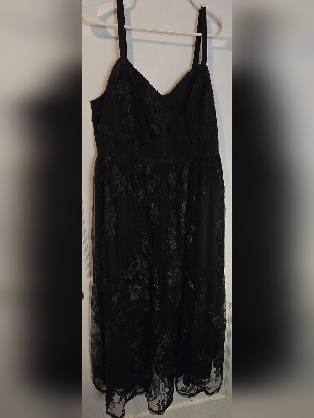 NWT Torrid Black Tulle Midi Dress with Spaghetti Straps